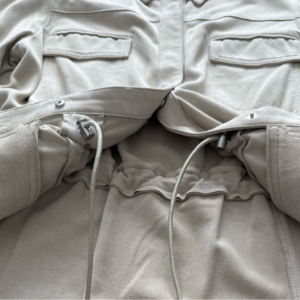 Vince Nubuck Safari Shirt Jacket 100% Lamb Leather XS Beige Taupe - Picture 6 of 9